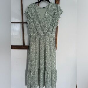 BTFBM dress sage green white cheetah size large dress